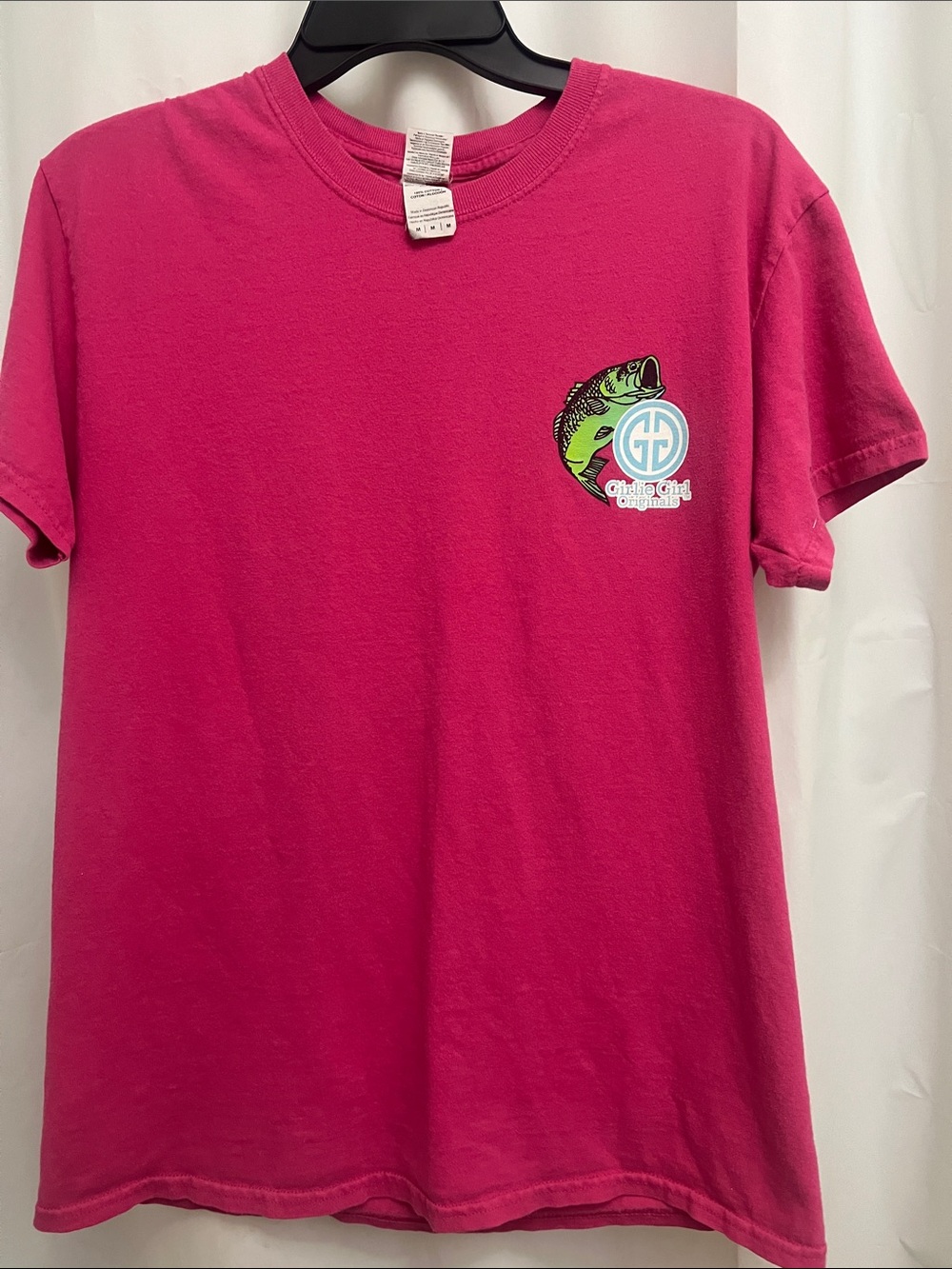 Women Girlie Girl Originals Hot Pink Fish Logo Tee